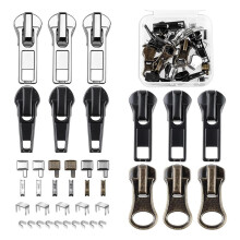 Zipper Repair Kit, 5 Zipper Replacement Slider Kit, Zippers Pull Zip Bottom Stop and Top Stop Fix Zipper