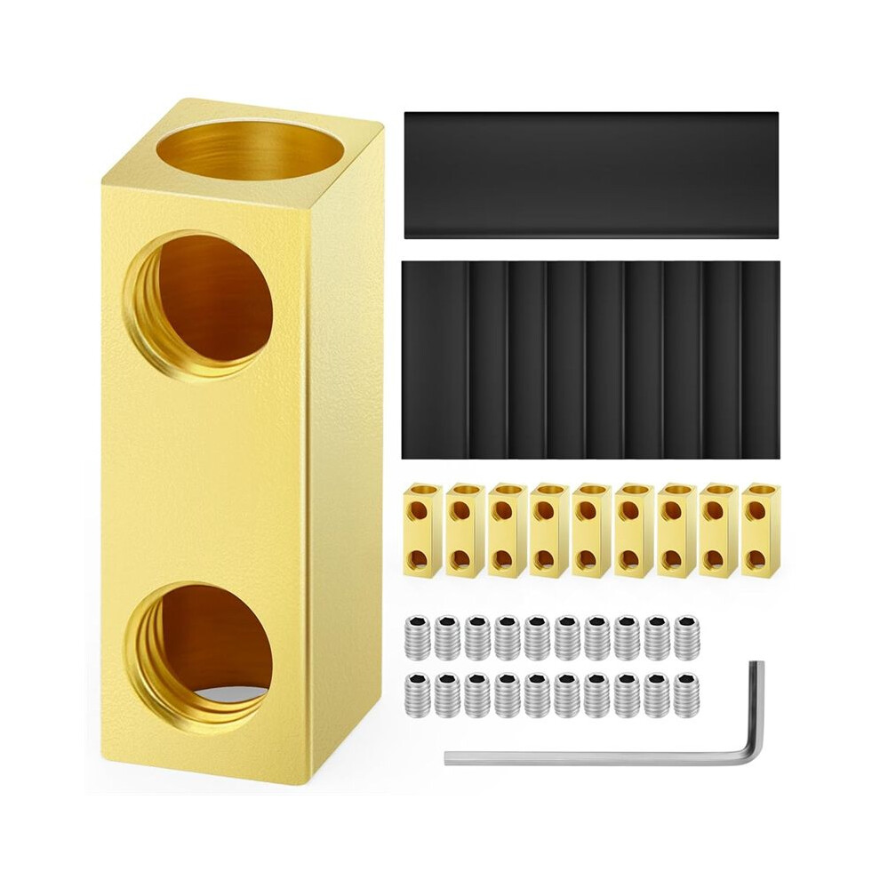 10Pcs 4Awg 60A Square Quick Wiring Connection Terminal, Wire Connector With Set Screws And Thermoplastic Tube 6034143959806