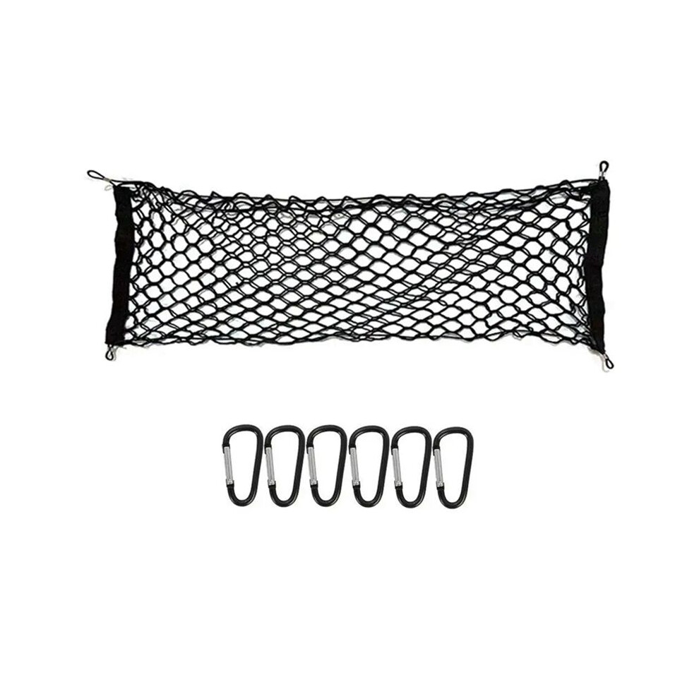 For 2024 Car Trunk Storage Net Bag Pickup Bed Reinforced Pom Hook Stretchable Luggage Cargo Net 4711456611493