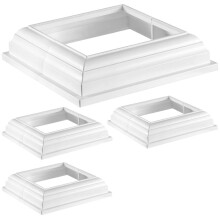 Vinyl Post Skirts 4x4 Split Style, White Post Sleeves, Vinyl Wraps for Outdoor Stair Rails, TwoPiece England Base Trims