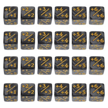 24pcs Dice Counting Tokens Acrylic Dice Squares Positive Negative Dice Card Game Accessories Children Learning Toy Black