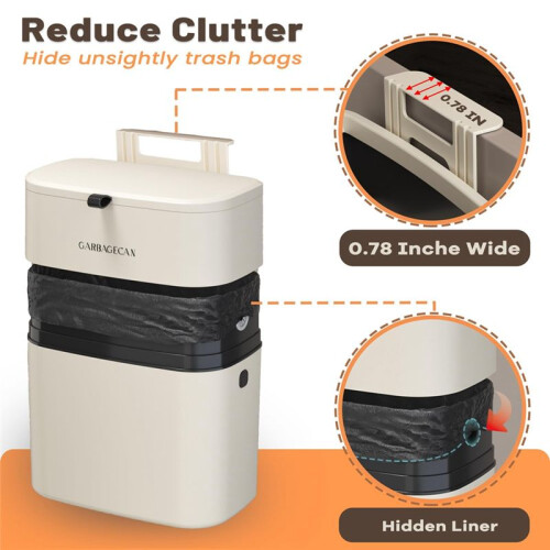Compost Bin Kitchen Garbage Can 2.5 Gallon Countertop Indoor Small Hanging Trash Can with Lid Composting Bin White 2