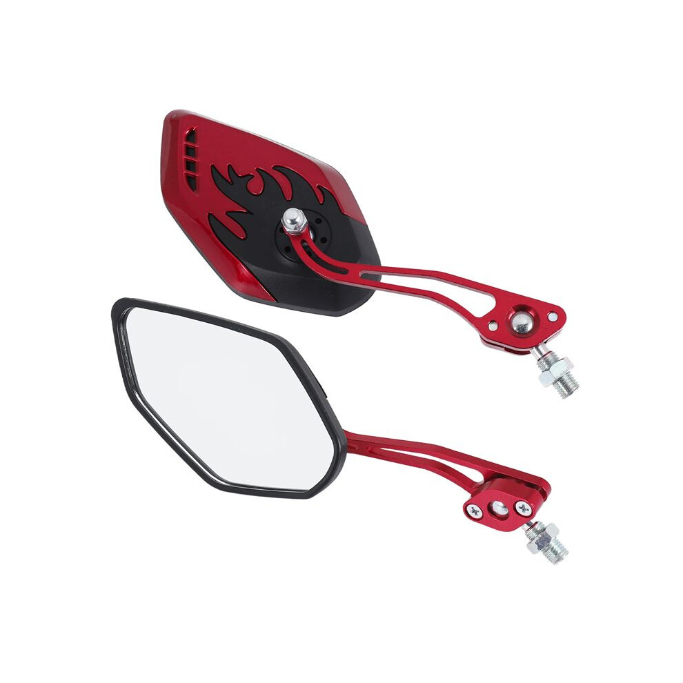 2Pcs Screw Diameter 10Mm / 8Mm Side Mirrors For Motorcycle Scooter 360 Degree Rotation Motorcycle Rearview Mirrors Red 4712483934814