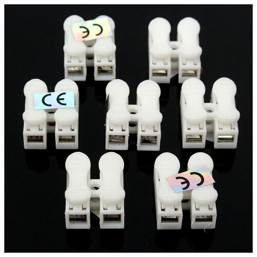 200Pcs Plastic 2 Pin Push Quick Cable Connector Wiring Terminal 10A 250V 2