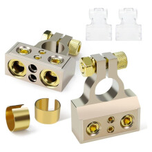 Battery Terminals, 0/4/8/10 Gauge Battery Terminal Connectors with Shims and Protective Covers, Car Battery Cable Ends