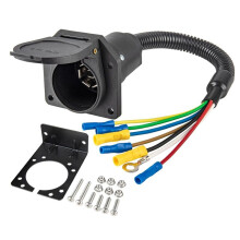 7-Vägs RV Trailer Light Connector Sockel 7-Stifts Elektrisk Trailer Adapter Quick Converter med Monteringsfäste