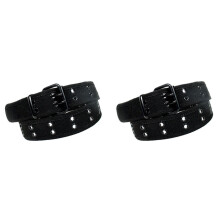 2X New Canvas Web Belt Two Hole Grommets Black Metal Roller Buckle Men Women, Black