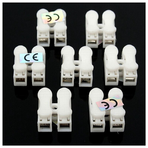 400Pcs Plastic 2 Pin Push Quick Cable Connector Wiring Terminal 10A 250V 1