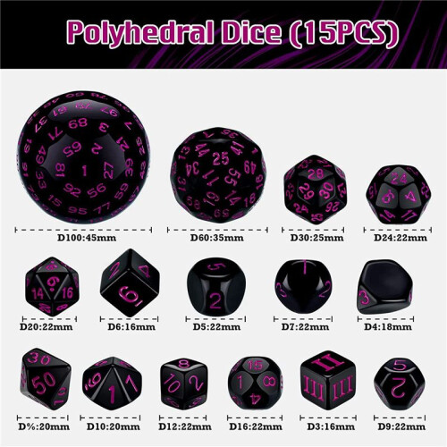 30Pieces Complete Polyhedral DND Dice Set D3-D100 Spherical RPG Dice Set for Role Playing Table Games Supplies 1