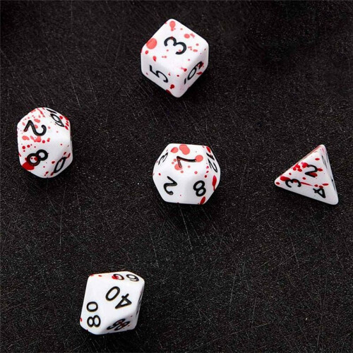 42 Stycken Blodstänktärningar Polyedriska Tärningar med 7 Tärningar för RPG DND Rollspel Tärningsspel 2