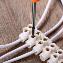 50Pcs Terminal Block White Screw Terminal Connector Dual Row Electric Barrier Block 12-Position Terminal Strip,10A 380 V