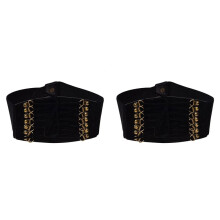 2X Women'S Rivet Elastic Buckle Wide Waist Belt Waistband (Black)
