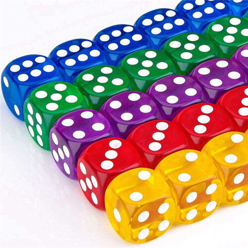 200Pack 14MM Translucent&Solid 6-Sided Game Dice for Board Games,Activity,Casino Theme,Teaching Math 2