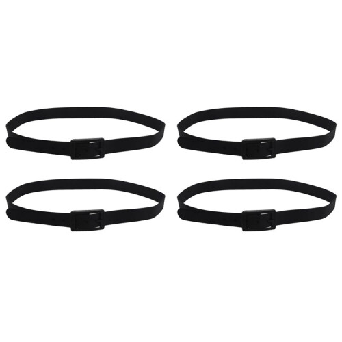 4X Men'S Women'S Silicone Belt Rubber Plastic Buckle Plain Leather Style Adjustable-Black