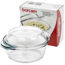 840ml Round Glass Casserole Dish with Lid, Oven Microwave Dishwasher Safe Bakeware