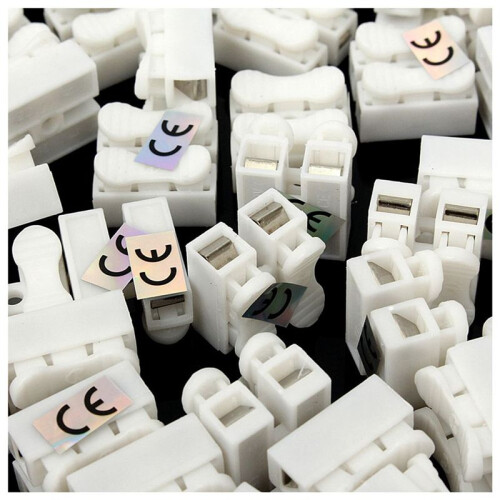 500Pcs PláStico 2 Pin Push Cable RáPido Conector Terminal de Cableado 10A 250V