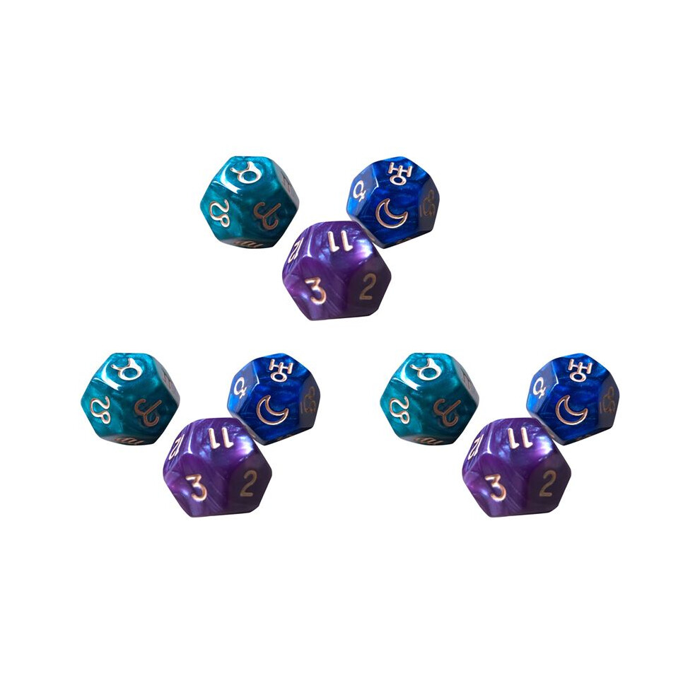9Pc 12-Sided Tarot Dice Resin Polyhedral Astrology Divination Cards Game Dice For Astrologers 6031587999061