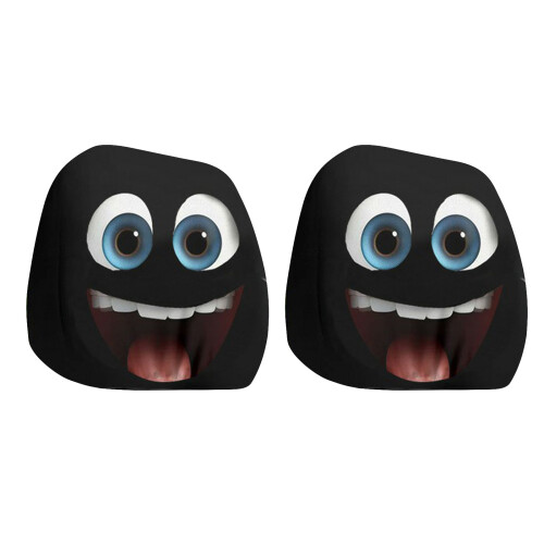 2 Pack Funny Car Accessories Elastic Headrest-Smiling face