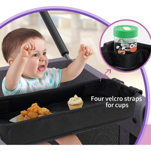 Snack Stroller Attachment Tray for Wagon Adaptation, Utility Series Stroller Caddy Organizer With Mesh Pockets, 2 Sizes 2