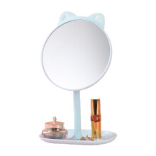 Stylish Desk Mirror, Detachable Base, 360 Degree Rotation, Suitable for Office and Home, Cat Shaped Mirror with Pink Cute Type