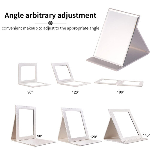 Adjustable Rectangular Ultrathin, Leather Exterior For Backpacks And Makeup Bags, Clearly Hd Mirror, Double-layer Edging, Durable Waterproof 2