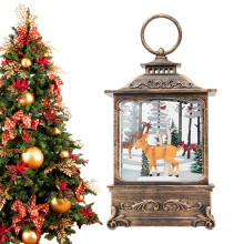 Snowglobe Lantern LED Snow Globe Swirling Lantern Rotating Snow Globe Ornament For Deer Themed Holiday Decor