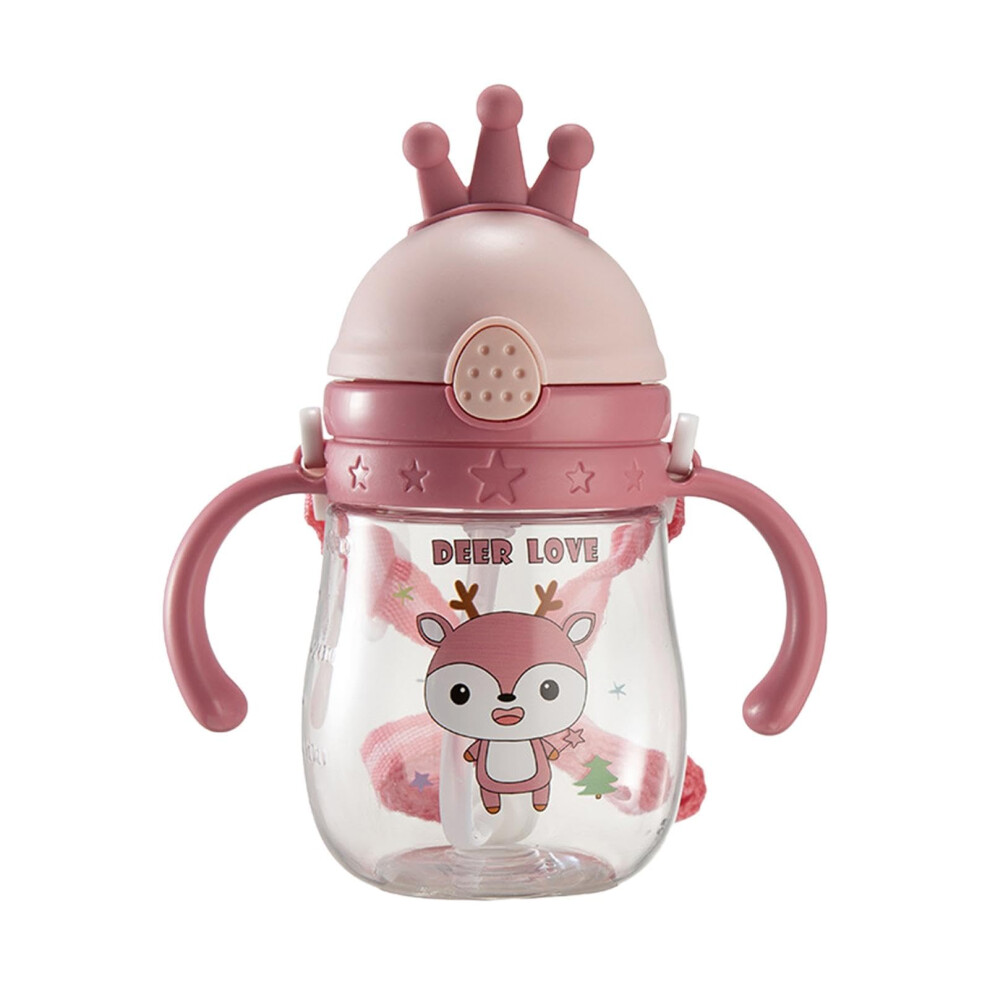Baby Sippy Cup 370Ml 6 Months Straw Cup With Weighted Straw Non Spill Dishwasher Safe Pink