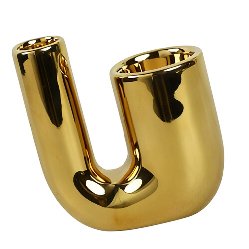 Taper Candle Stick Holders Ceramic Candlestick Holders-Gold