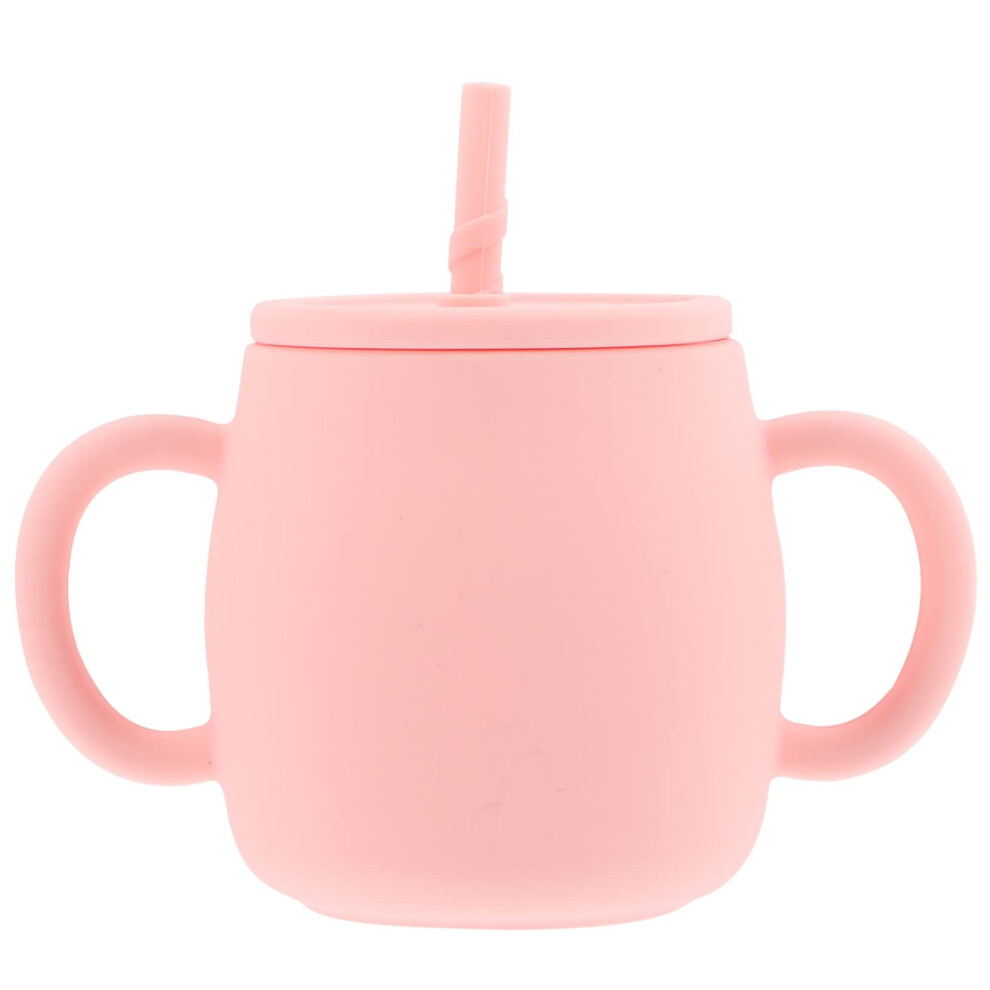 Silicone Training Cup With Straw, DropResistant, EasyGrip Double Handles, Soft Silicone For Independence