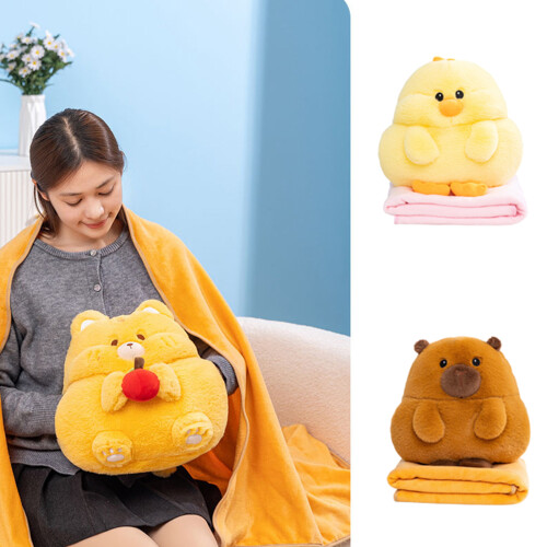Pillow Blanket Hybrided Capybara Hamster Design Soft- pengui 2