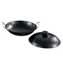Nonstick Iron Wok with Double Handles for Stir Fry Induction Compatible WearResistant 24.7CM
