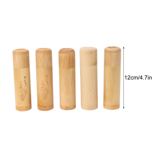 Set da 5 barattoli in bambù da 12cm per tè, caffè e frutta secca 1