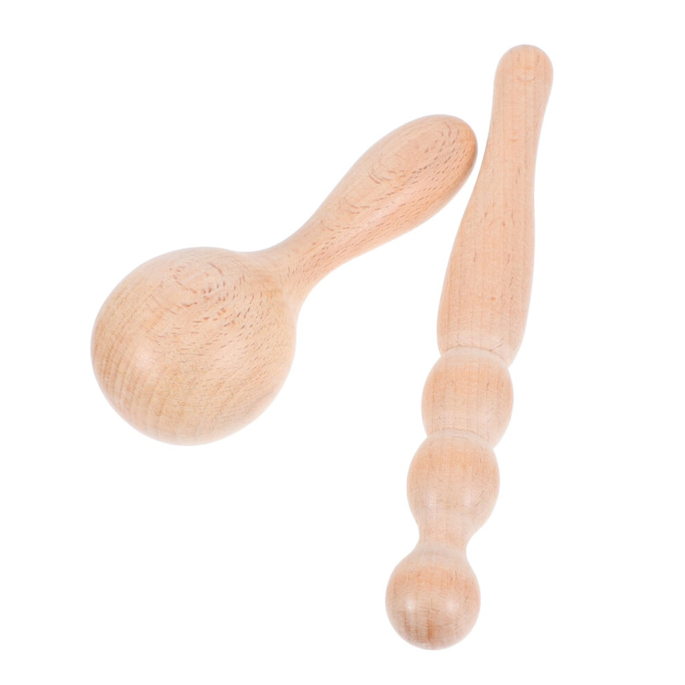 2pcs Wooden Massage Stick Manual Back Massager for Muscle Relief and Reflexology Therapy