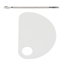 Palette de mélange pour art des ongles en acrylique avec spatule et trou pour le pouce, transparente, semi-circulaire