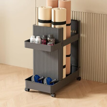 Workout Equipment Storage Rack 2Tier Utility Cart With Wheels Black For Home Gym Organization