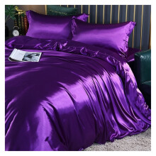 FourPiece Bedding Set European Style Pure Color DoubleSided Silk Satin Bed Sheet Quilt Cover Nude Bedding A6 1.8m Bed
