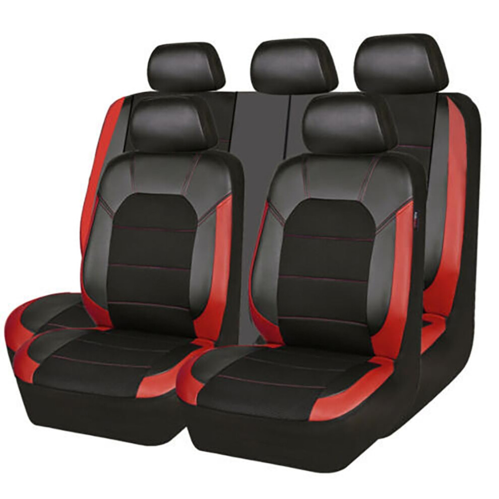 Leather Car Seat Covers For Kia Stonic 20182024, Breathable Full Protection 5Seat Set Red 9189345255229