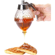 Honey Dispenser with Stand NoDrip Bee Shaped BPA Acrylic Syrup Jar 14.5cm x 8cm
