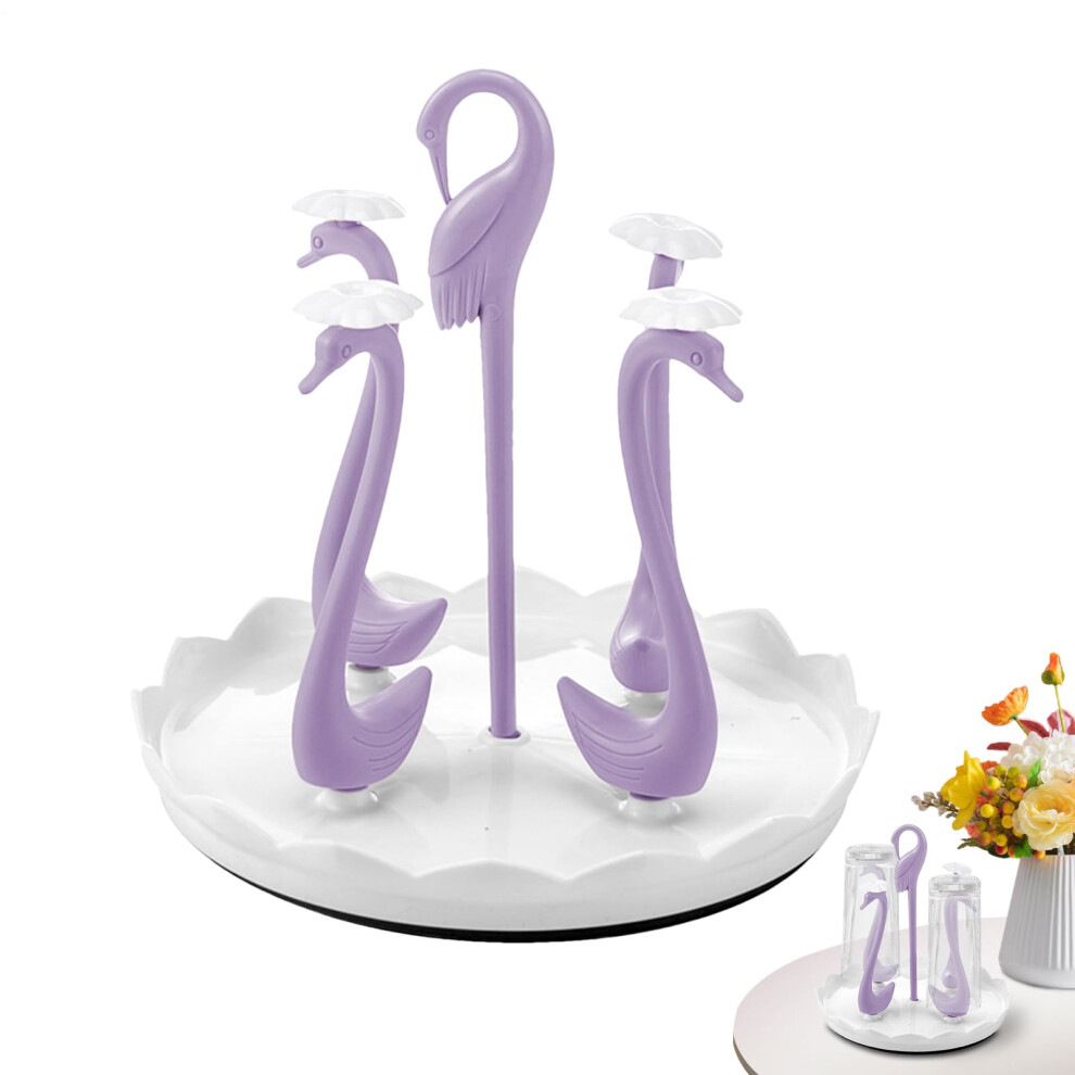 Bottle Drying Rack with Swan Design Stand, SpaceSaving OverSink Baby Bottle Dryer for Four Cups