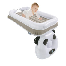 Inflatable Baby Travel Bed - Portable Toddler Air Mattress With Hand Pump Fits Most Airplane & Car Seats, Panda Design 19cm x 23cm x 8cm
