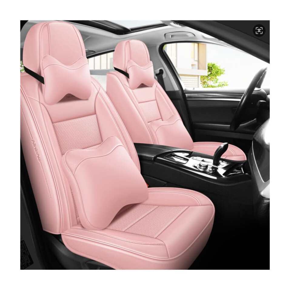 Pu Leather Car Seat Covers Waterproof Universal Fit For Audi 5Seater Breathable Protector Pink 9189345257353
