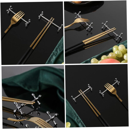 2pcs Metal Chopstick Rest Tableware Holder for Dining Table Spoon Fork Stand Prevents Rolling 1
