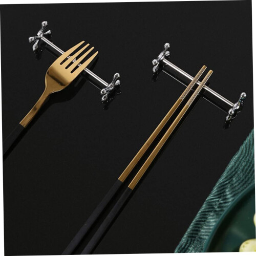 2pcs Metal Chopstick Rest Tableware Holder for Dining Table Spoon Fork Stand Prevents Rolling 2