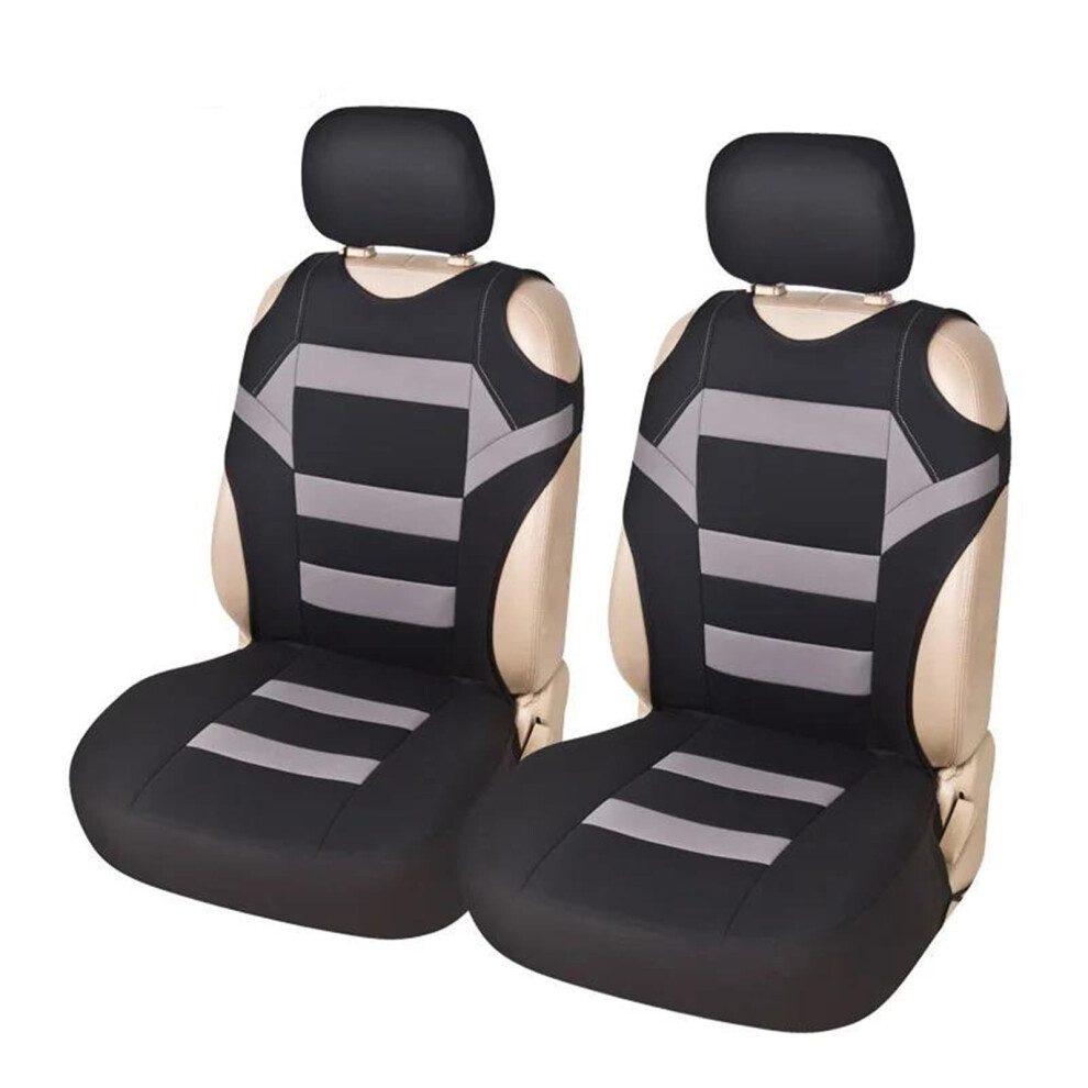 Car Seat Covers 2Pcs Set Waterproof Universal Fit Front Seat Protectors Polyester B Gray 9189345258039
