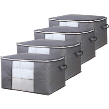 Foldable and Breathable Storage Bags, Reinforced Handles with Stainless Steel Zipper for Under Bed Storage, Clear Window Panel Closet Organizer (4 Pie