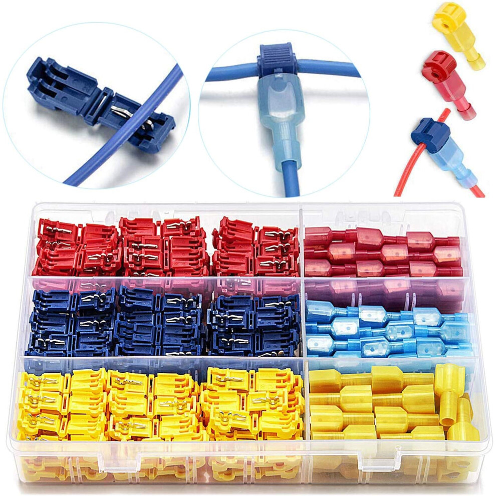 Brass Conductors Quick Disconnect Connectors Kit, Heat Shrink Insulated Terminal Wire Spade Crimp Terminals With Flame-Retardant Jacket For 9128293643979