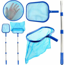 Efficient Debris Collection, Easy-Glide Operation, Fine Mesh Skimmer Net Retractable Aluminum Pole for Swimming Ponds, Fountains, Fish Tanks, Pool