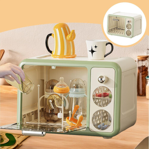 Portable Foldable Drying Rack Green Sturdy Material Dustproof Cutlery Storage 1