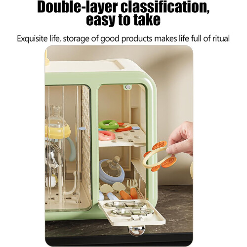 Portable Foldable Drying Rack Green Sturdy Material Dustproof Cutlery Storage 2