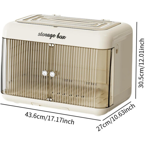 Storage Organizer, Dustproof Multifunctional Small Cabinet, Drying Rack, Beige Kitchen Container 1